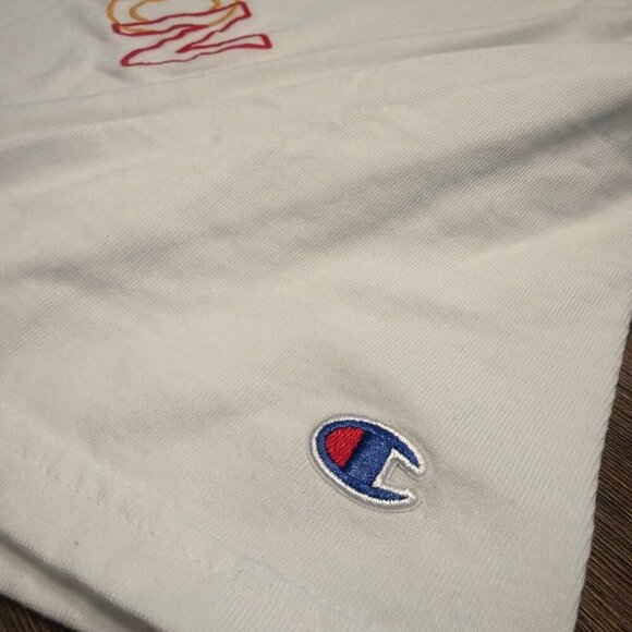 Men's XL Stitched Champion White Graphic Heavyweight Short Sleeve Tee Shirt - Picture 5 of 6